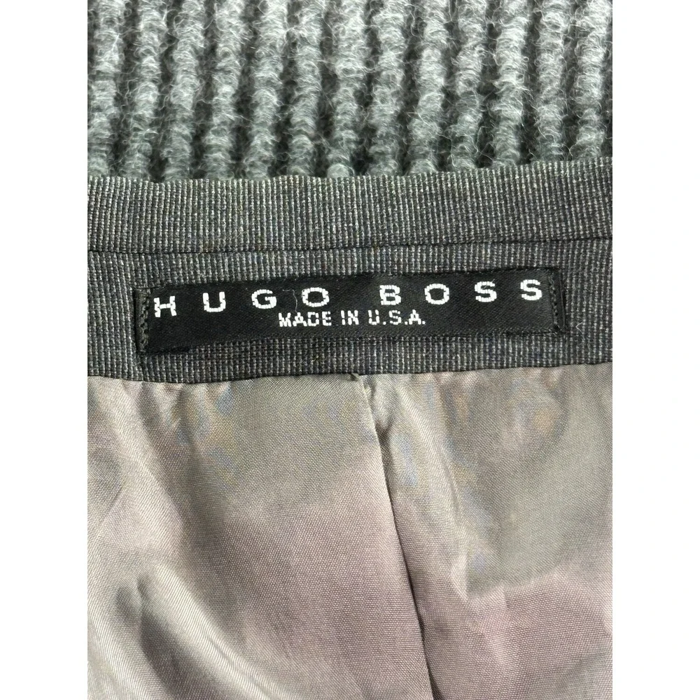 Hugo Boss Suit Jacket 40 L Gray Wool Birdseye Einstein Sigma USA Luxury Designer